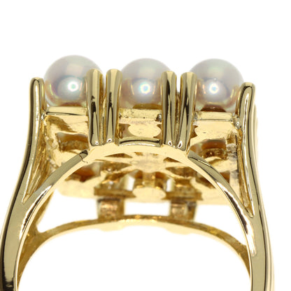 MIKIMOTO Pearl Pearl Diamond Ring K14 Yellow Gold Ladies [Used]
