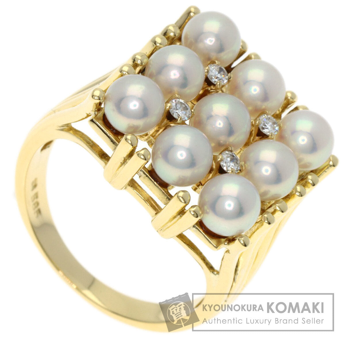 MIKIMOTO Pearl Pearl Diamond Ring K14 Yellow Gold Ladies [Used]