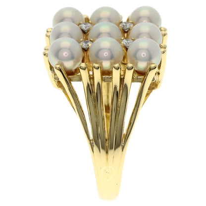 MIKIMOTO Pearl Pearl Diamond Ring K14 Yellow Gold Ladies [Used]
