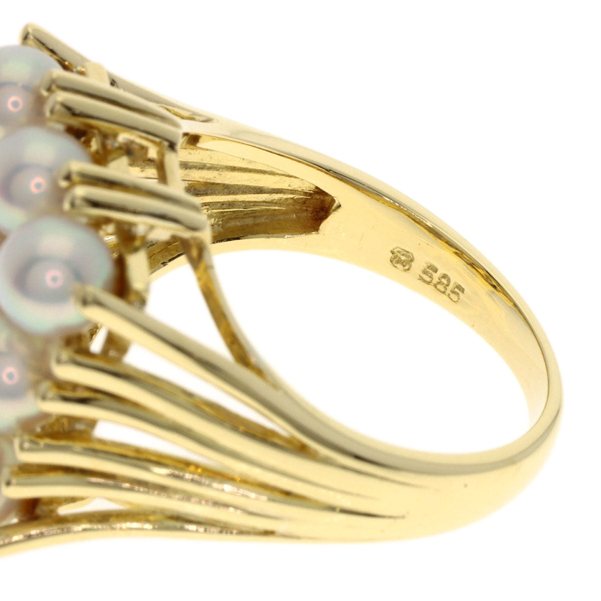 MIKIMOTO Pearl Pearl Diamond Ring K14 Yellow Gold Ladies [Used]