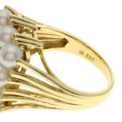 MIKIMOTO Pearl Pearl Diamond Ring K14 Yellow Gold Ladies [Used]