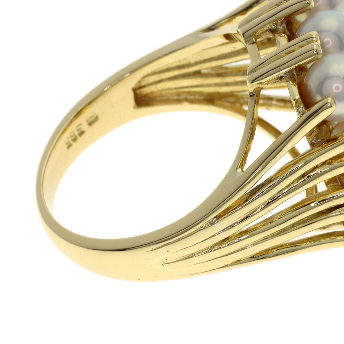 MIKIMOTO Pearl Pearl Diamond Ring K14 Yellow Gold Ladies [Used]