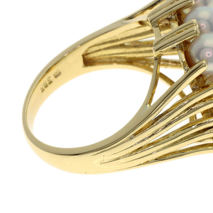 MIKIMOTO Pearl Pearl Diamond Ring K14 Yellow Gold Ladies [Used]