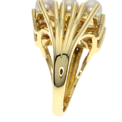 MIKIMOTO Pearl Pearl Diamond Ring K14 Yellow Gold Ladies [Used]