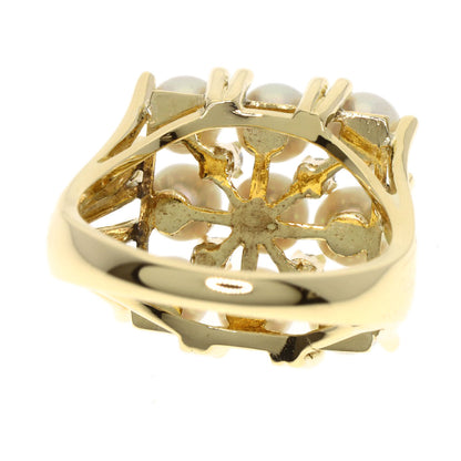 MIKIMOTO Pearl Pearl Diamond Ring K14 Yellow Gold Ladies [Used]