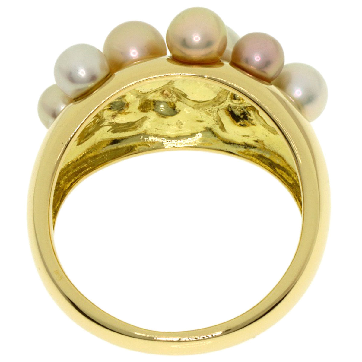 MIKIMOTO Perlita Pearl Pearl 3P Diamond Ring K18 Yellow Gold Ladies [Used]
