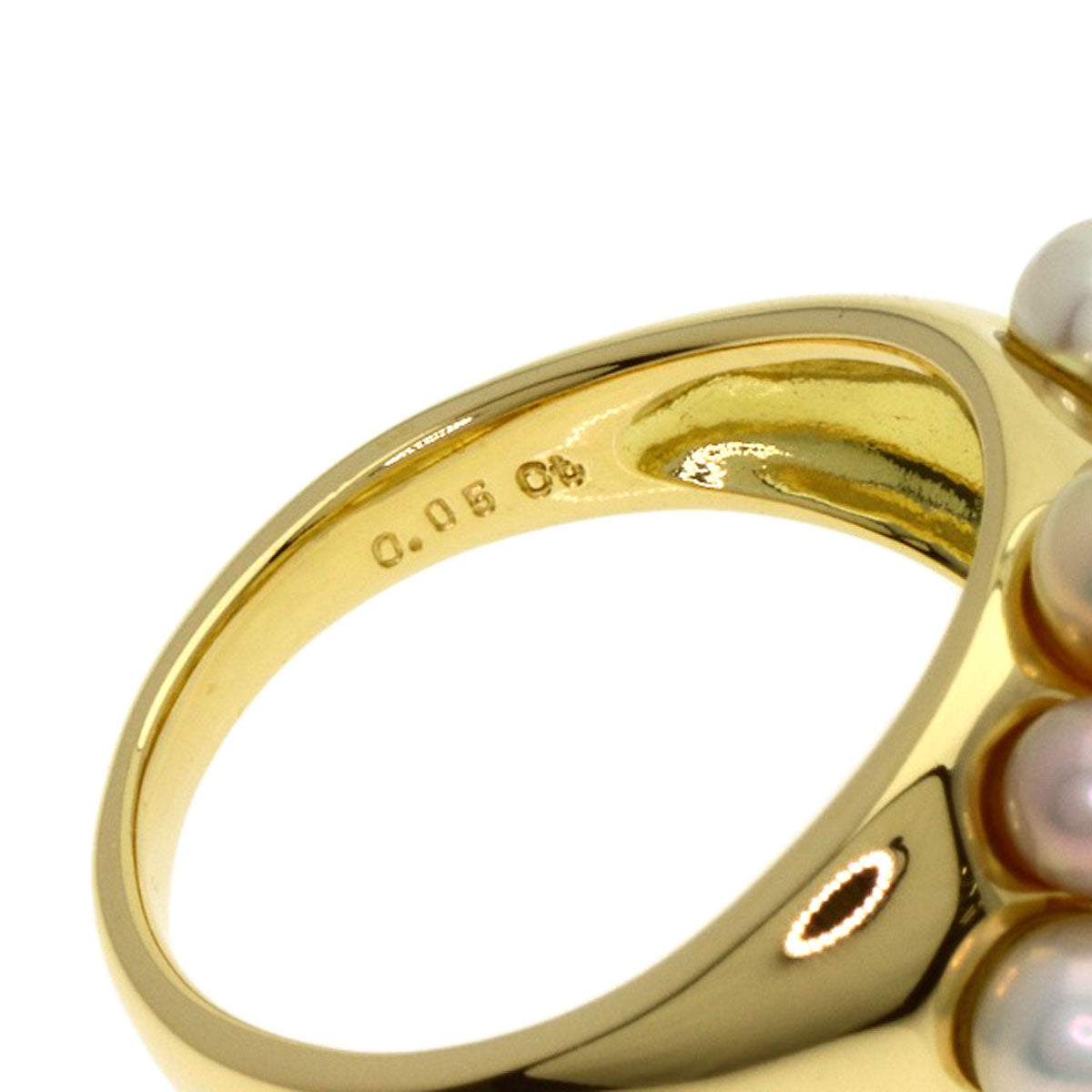 MIKIMOTO Perlita Pearl Pearl 3P Diamond Ring K18 Yellow Gold Ladies [Used]