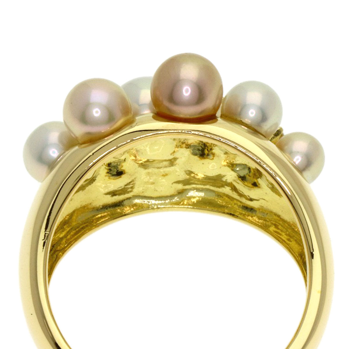 MIKIMOTO Perlita Pearl Pearl 3P Diamond Ring K18 Yellow Gold Ladies [Used]