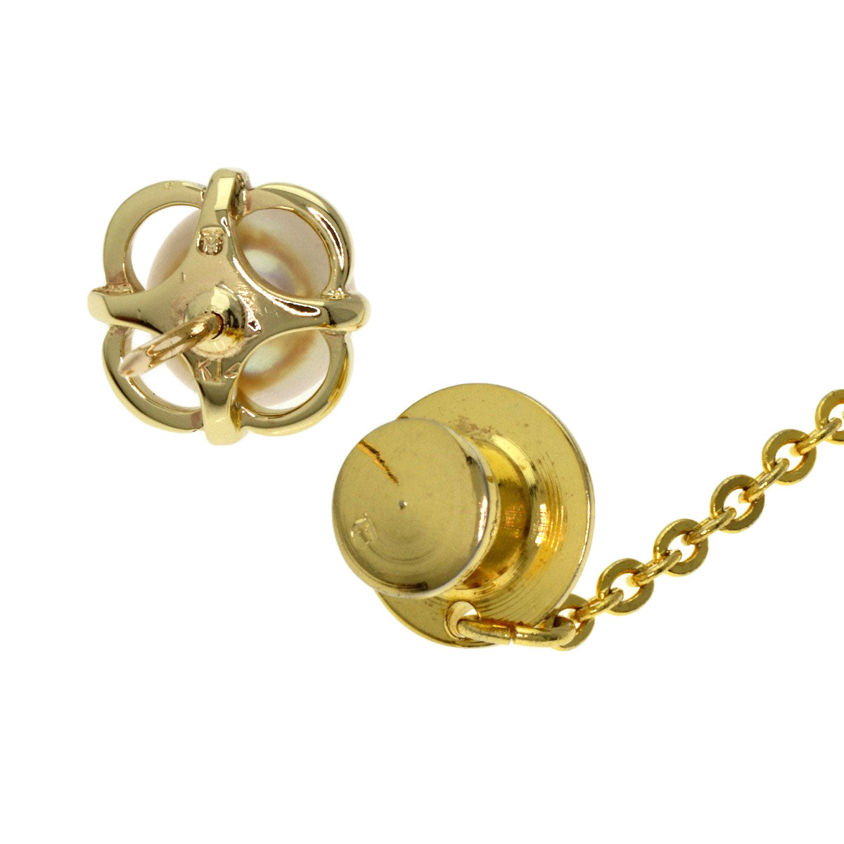 MIKIMOTO Pearl Pearl Titac Tie pin K14 Yellow Gold mens [Used]