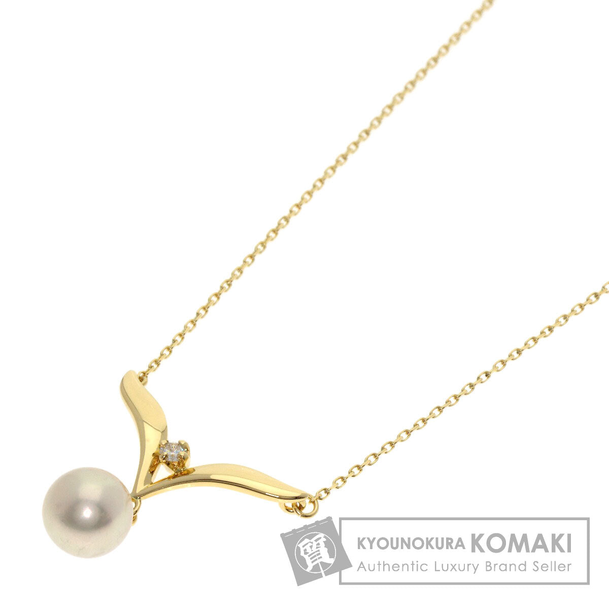 MIKIMOTO Pearl Pearl Diamond Necklace K18 Yellow Gold Ladies [Used]