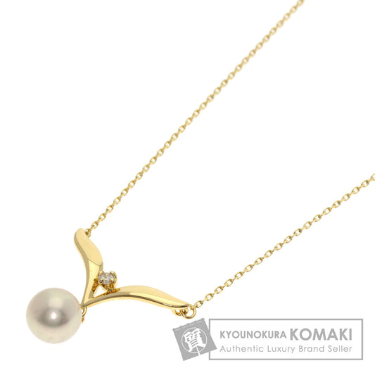 MIKIMOTO Pearl Pearl Diamond Necklace K18 Yellow Gold Ladies [Used]