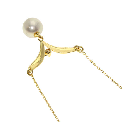 MIKIMOTO Pearl Pearl Diamond Necklace K18 Yellow Gold Ladies [Used]