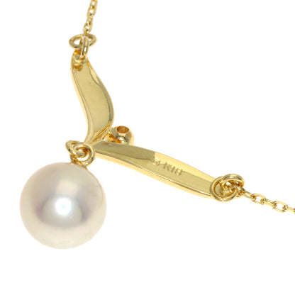 MIKIMOTO Pearl Pearl Diamond Necklace K18 Yellow Gold Ladies [Used]