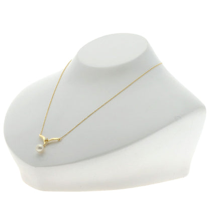 MIKIMOTO Pearl Pearl Diamond Necklace K18 Yellow Gold Ladies [Used]
