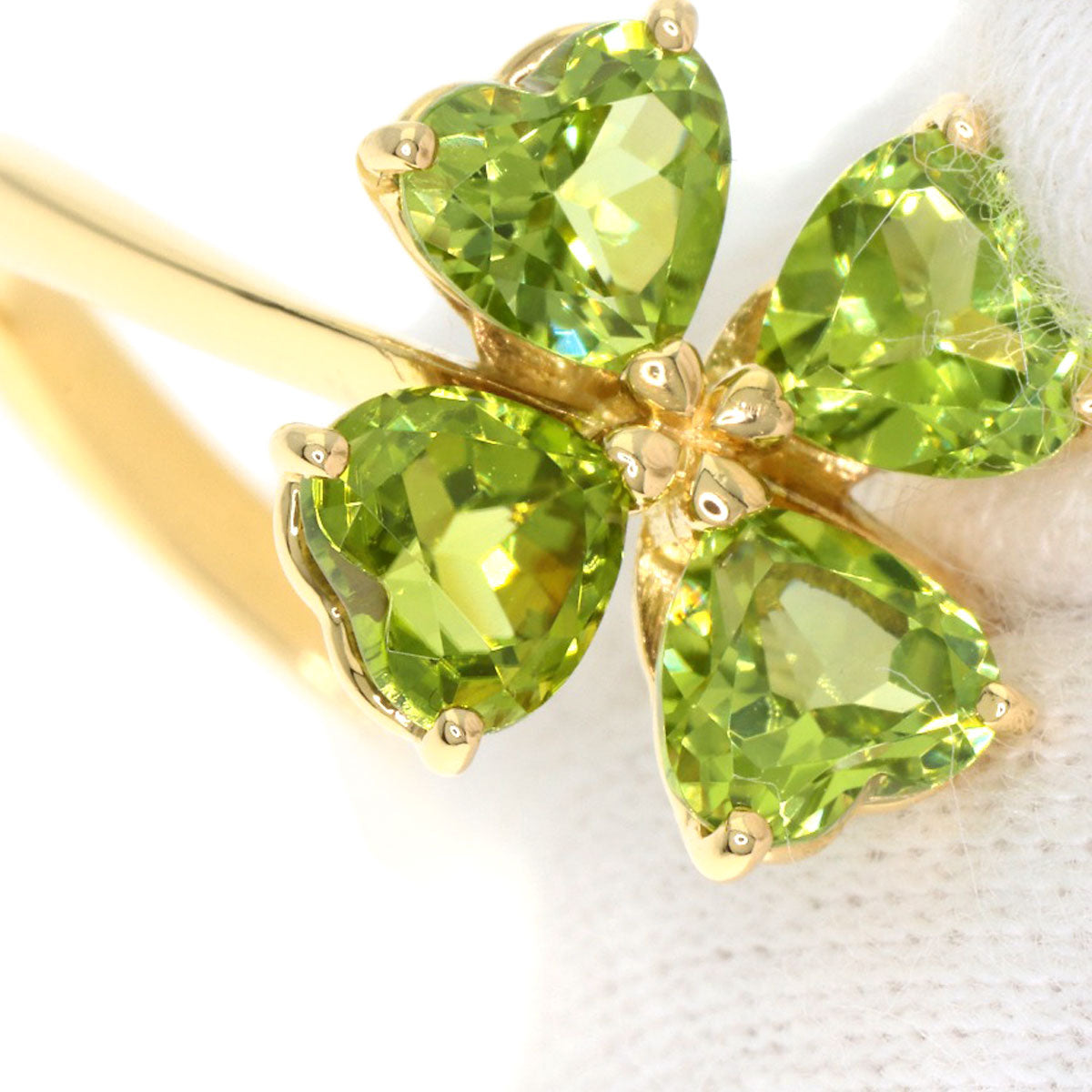 TASAKI Flower Peridot Ring K18 Yellow Gold Ladies [Used]