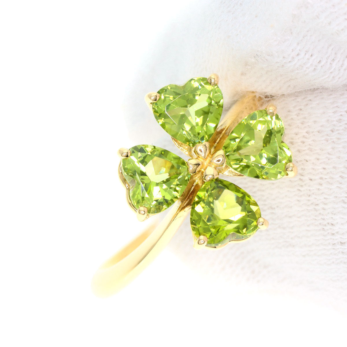 TASAKI Flower Peridot Ring K18 Yellow Gold Ladies [Used]