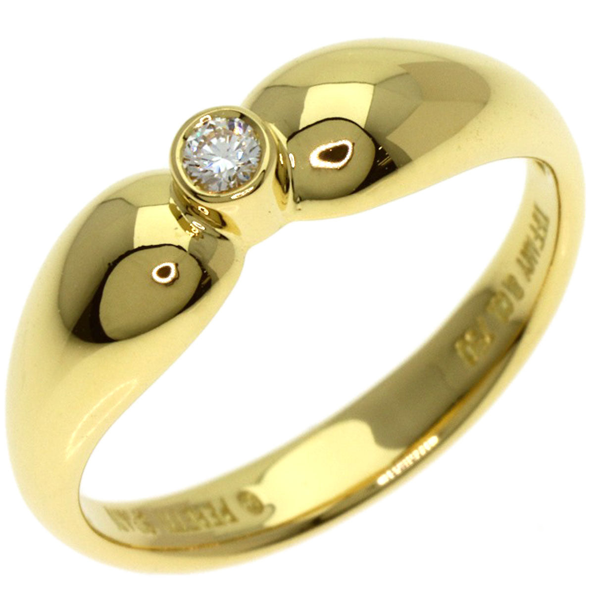 TIFFANY&Co. Double Teardrop 1P Diamond Ring K18 Yellow Gold Ladies [Used]