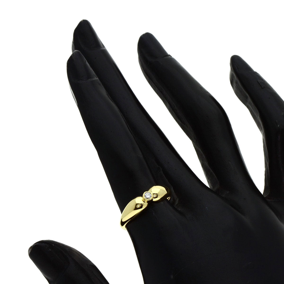 TIFFANY&Co. Double Teardrop 1P Diamond Ring K18 Yellow Gold Ladies [Used]