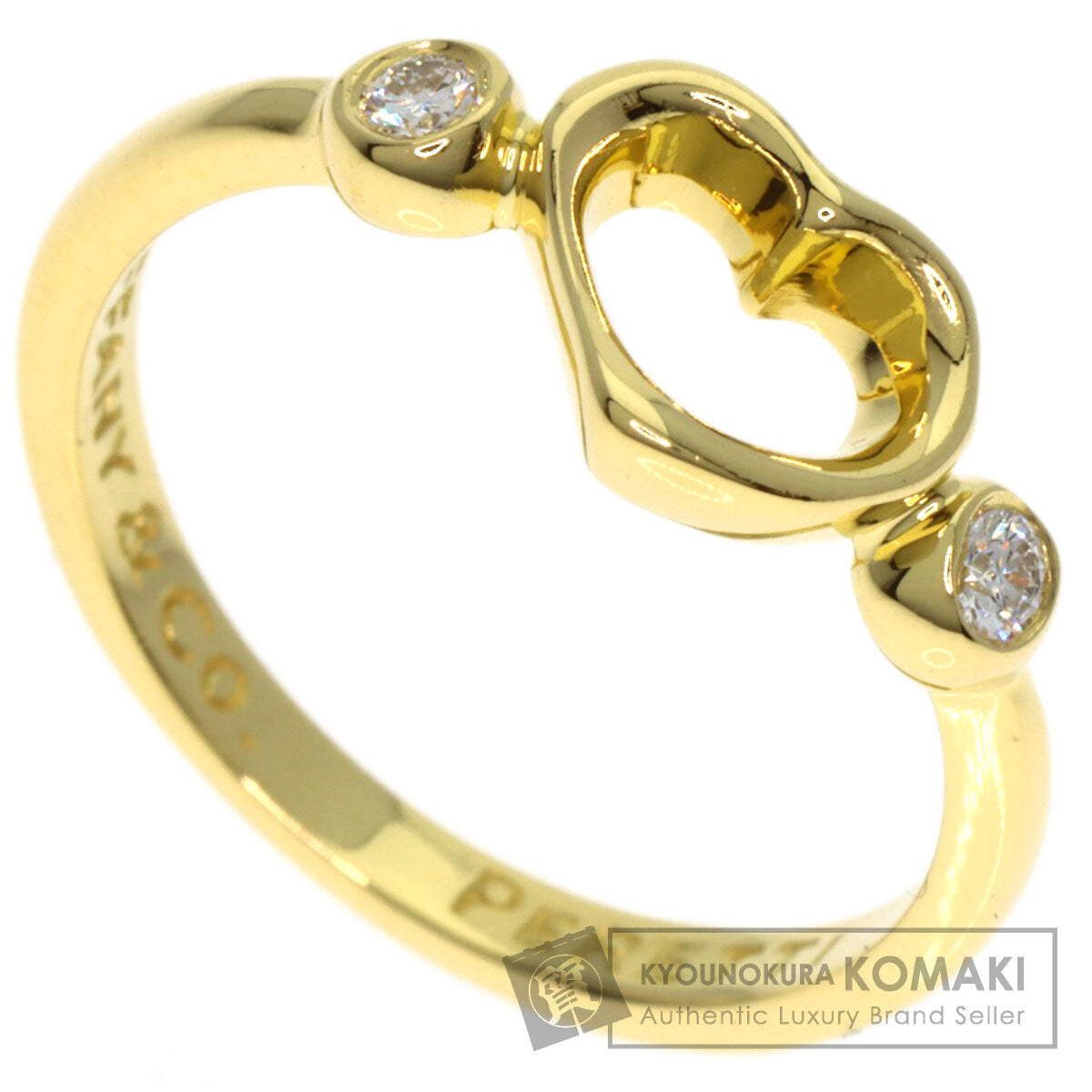 TIFFANY&Co. Open Heart Diamond Ring K18 Yellow Gold Ladies [Used]