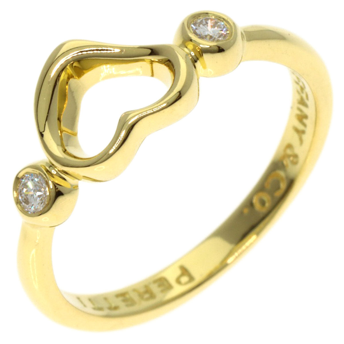 TIFFANY&Co. Open Heart Diamond Ring K18 Yellow Gold Ladies [Used]