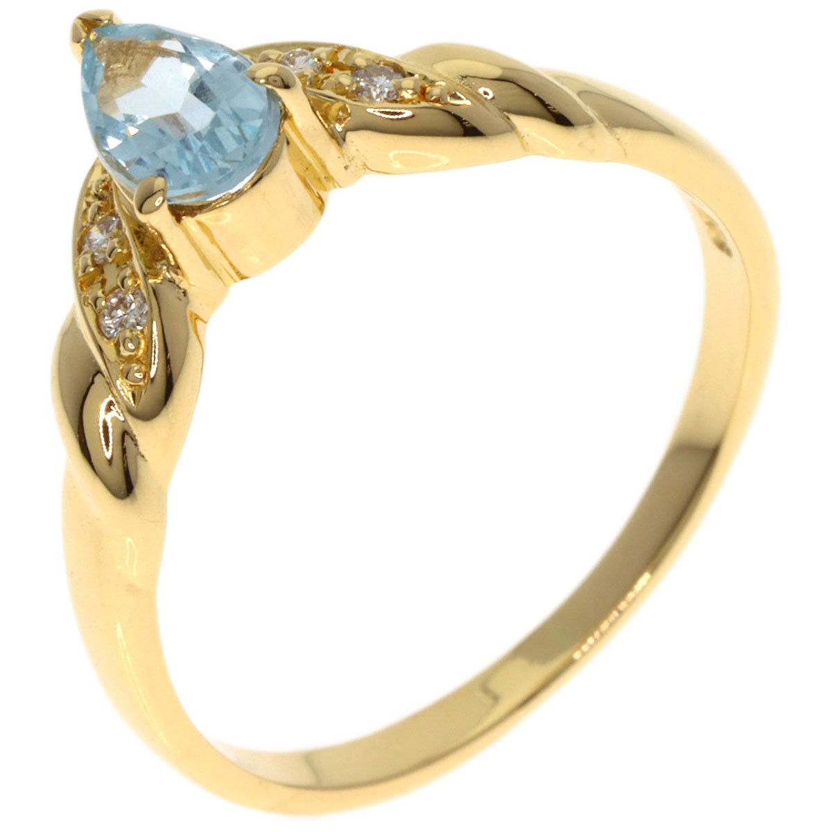 TASAKI Aquamarine Diamond Ring K18 Yellow Gold Ladies [Used]