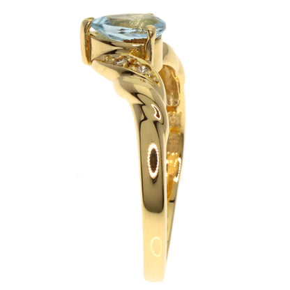 TASAKI Aquamarine Diamond Ring K18 Yellow Gold Ladies [Used]