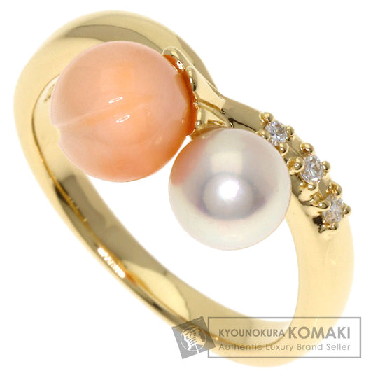 TASAKI Pearl Pearl Coral Coral Diamond Ring K18 Yellow Gold Ladies [Used]