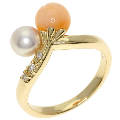 TASAKI Pearl Pearl Coral Coral Diamond Ring K18 Yellow Gold Ladies [Used]
