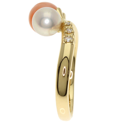 TASAKI Pearl Pearl Coral Coral Diamond Ring K18 Yellow Gold Ladies [Used]