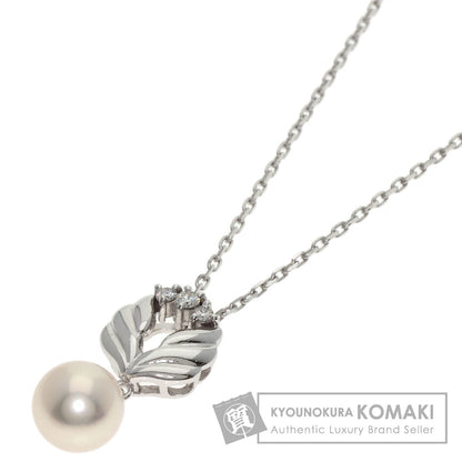 MIKIMOTO Pearl Pearl Diamond Necklace K18 White Gold Ladies [Used]