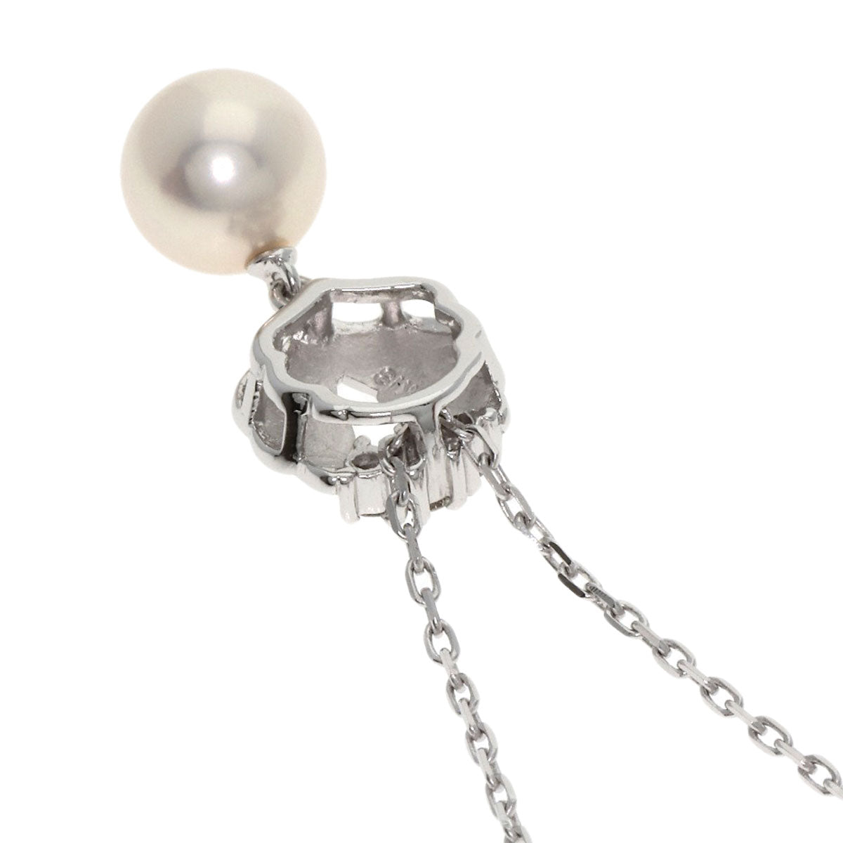 MIKIMOTO Pearl Pearl Diamond Necklace K18 White Gold Ladies [Used]