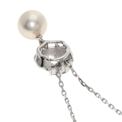 MIKIMOTO Pearl Pearl Diamond Necklace K18 White Gold Ladies [Used]