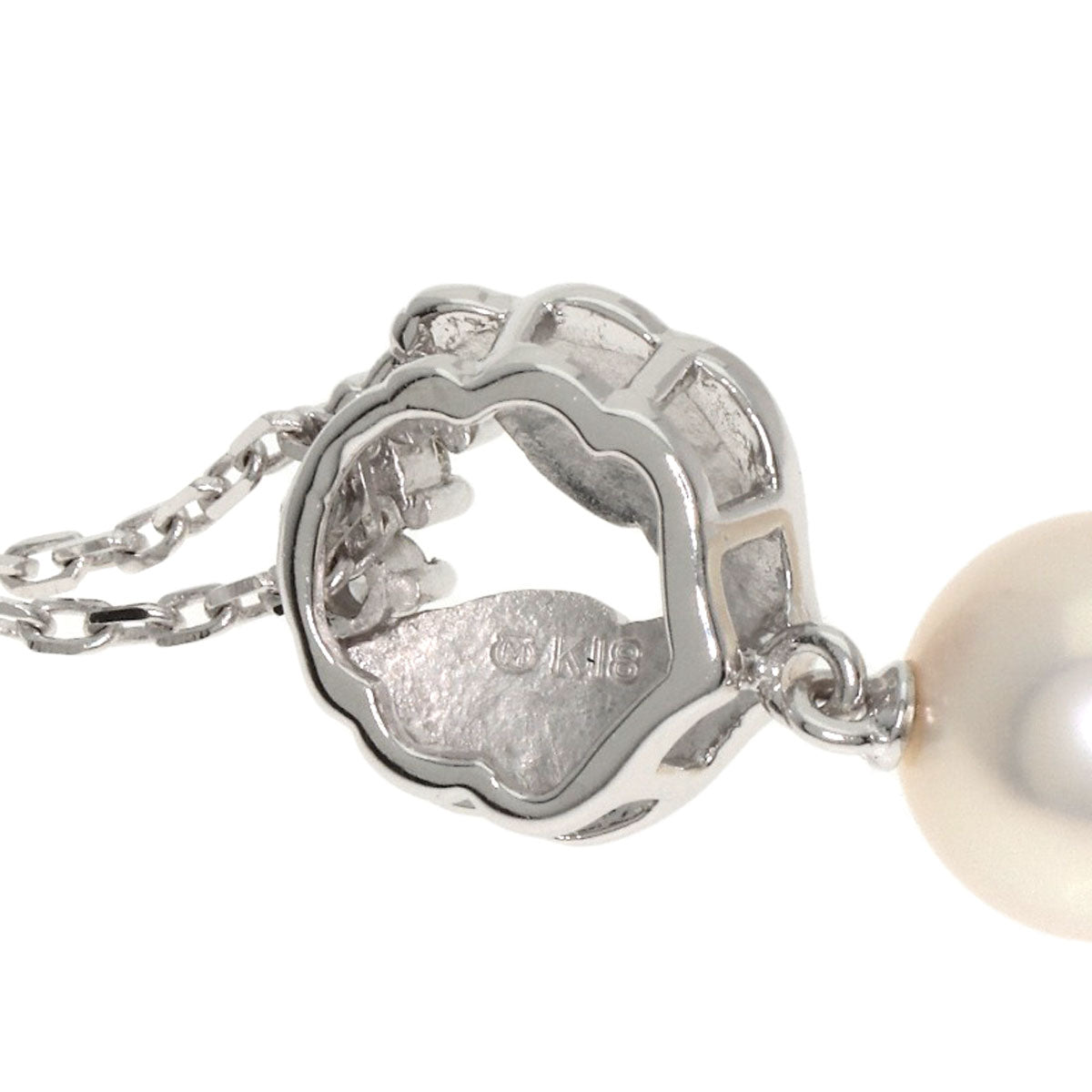 MIKIMOTO Pearl Pearl Diamond Necklace K18 White Gold Ladies [Used]