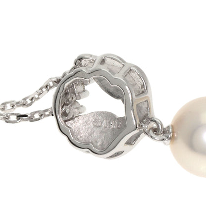 MIKIMOTO Pearl Pearl Diamond Necklace K18 White Gold Ladies [Used]