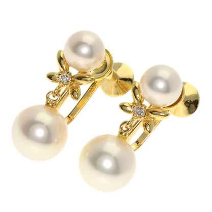 MIKIMOTO Akoya Pearl Pearl Diamond Earring K18 Yellow Gold Ladies [Used]