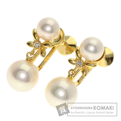 MIKIMOTO Akoya Pearl Pearl Diamond Earring K18 Yellow Gold Ladies [Used]