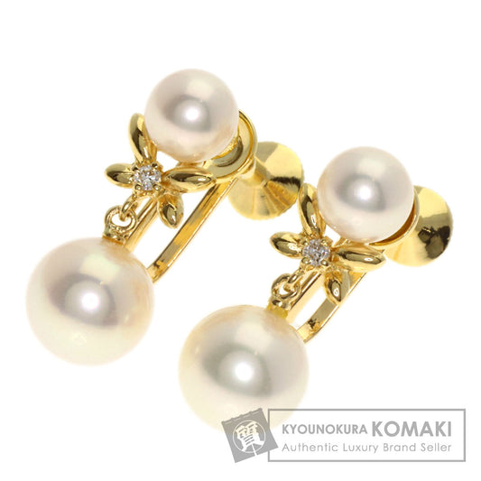 MIKIMOTO Akoya Pearl Pearl Diamond Earring K18 Yellow Gold Ladies [Used]