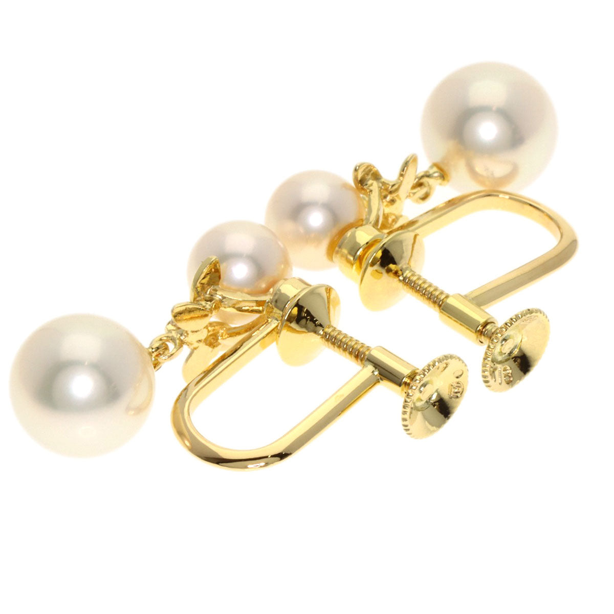 MIKIMOTO Akoya Pearl Pearl Diamond Earring K18 Yellow Gold Ladies [Used]