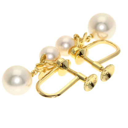 MIKIMOTO Akoya Pearl Pearl Diamond Earring K18 Yellow Gold Ladies [Used]