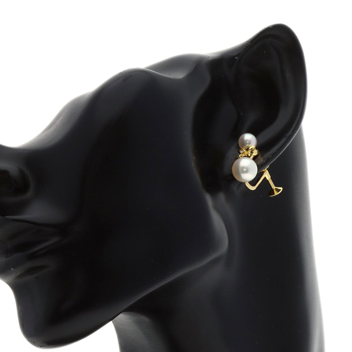 MIKIMOTO Akoya Pearl Pearl Diamond Earring K18 Yellow Gold Ladies [Used]