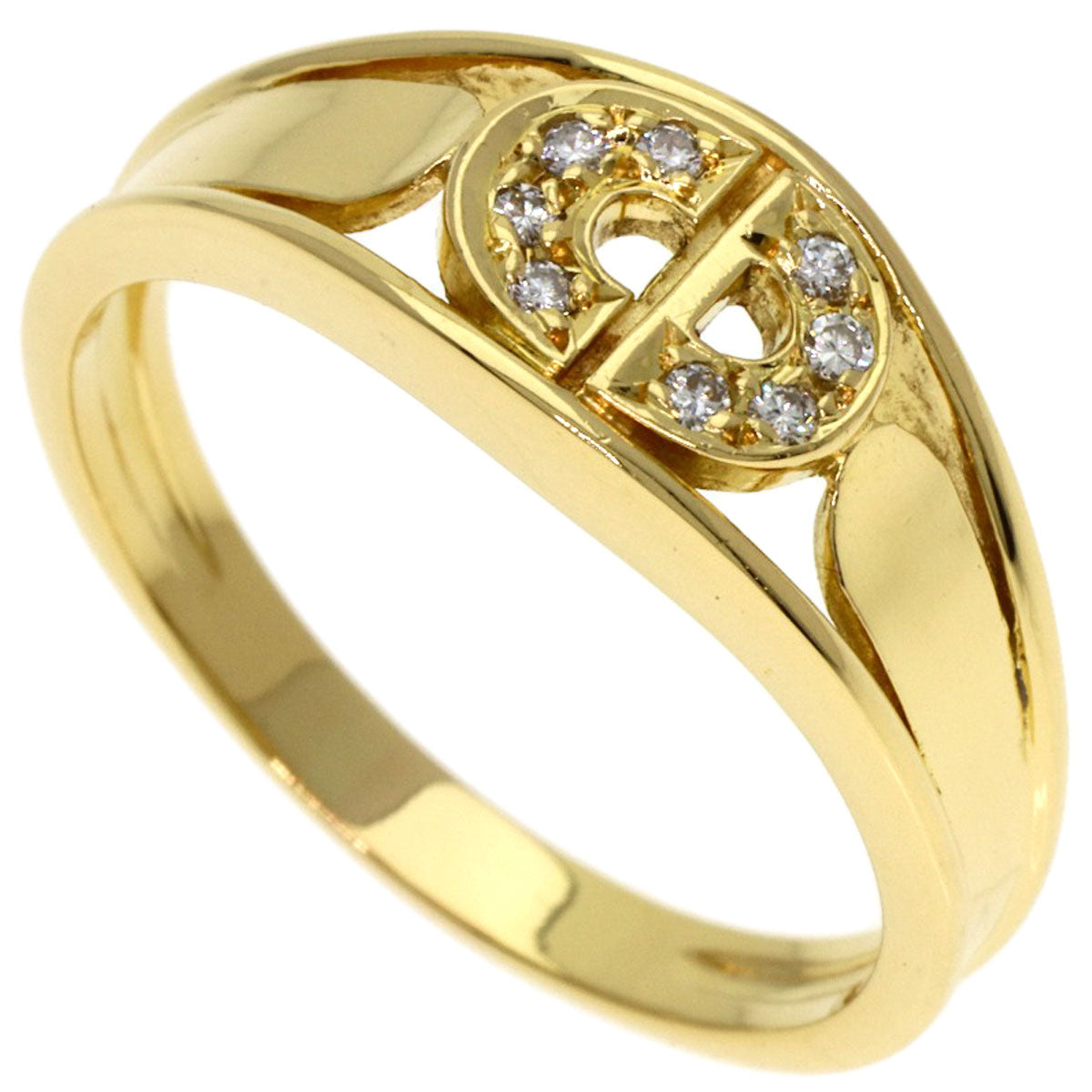 Dior Logo diamond Ring K18 Yellow Gold Ladies [Used]