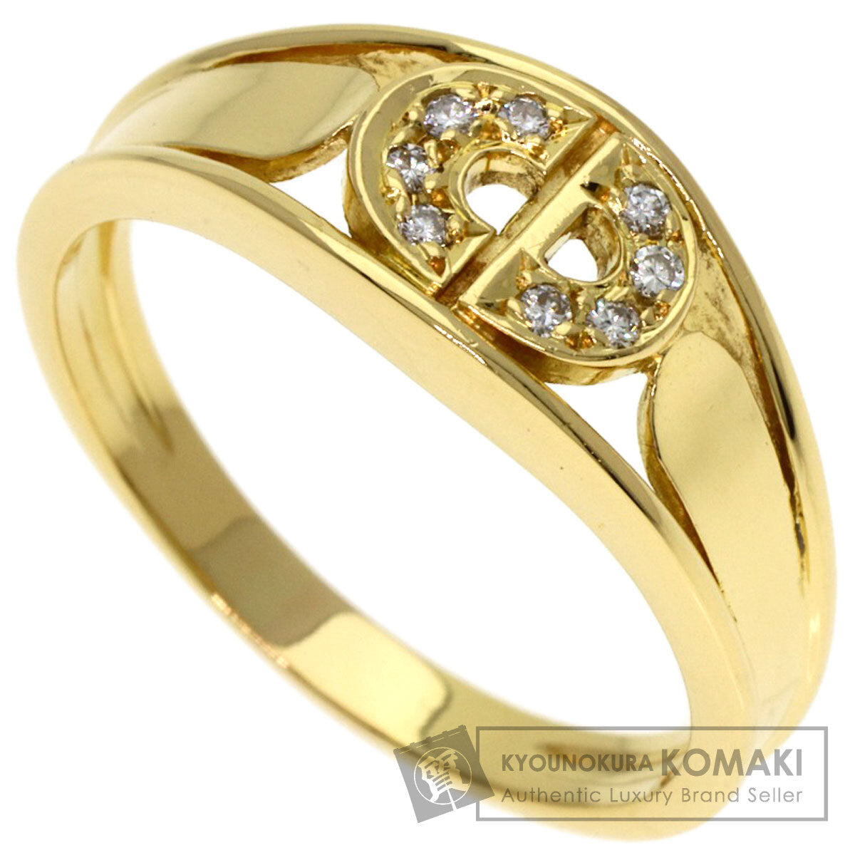 Dior Logo diamond Ring K18 Yellow Gold Ladies [Used]