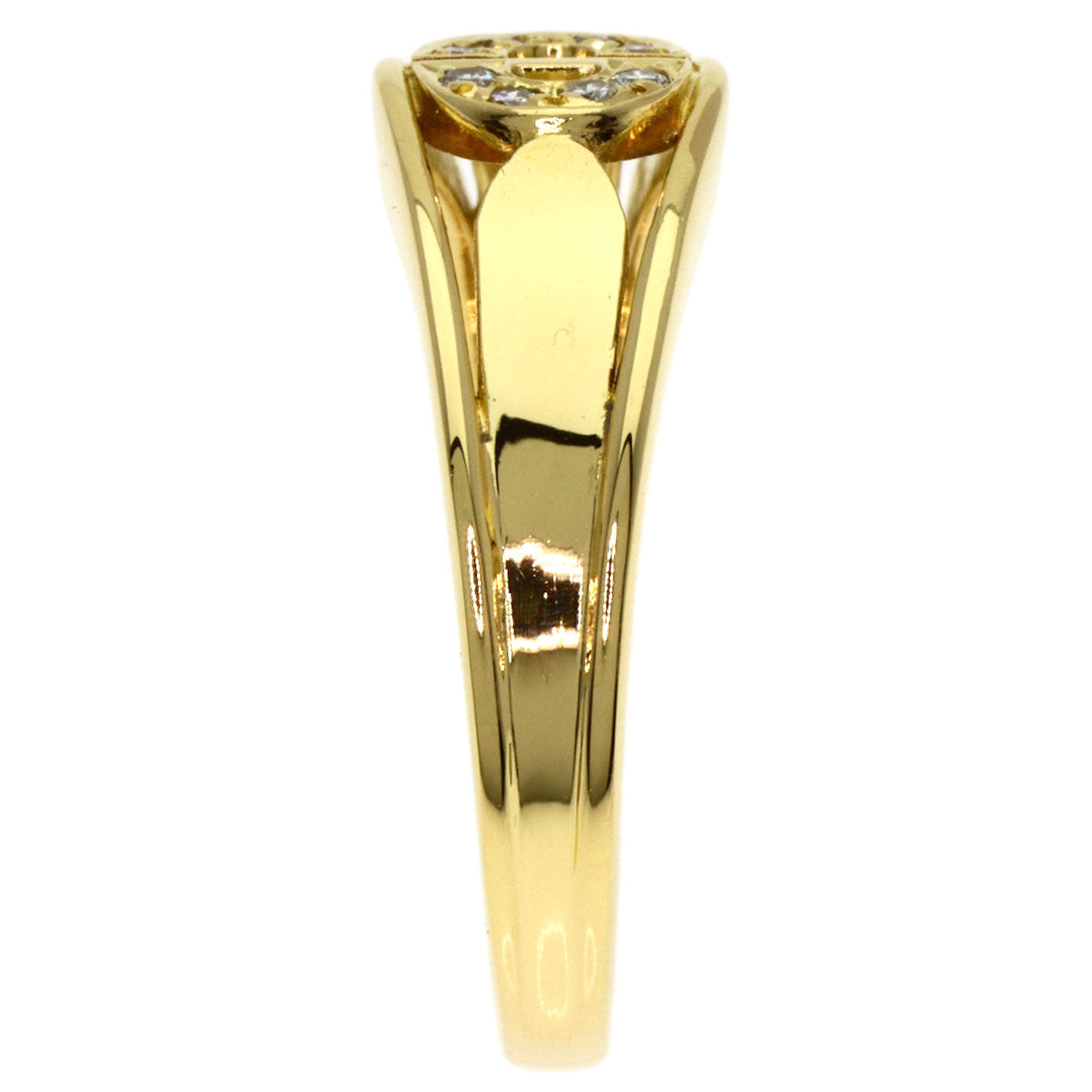Dior Logo diamond Ring K18 Yellow Gold Ladies [Used]