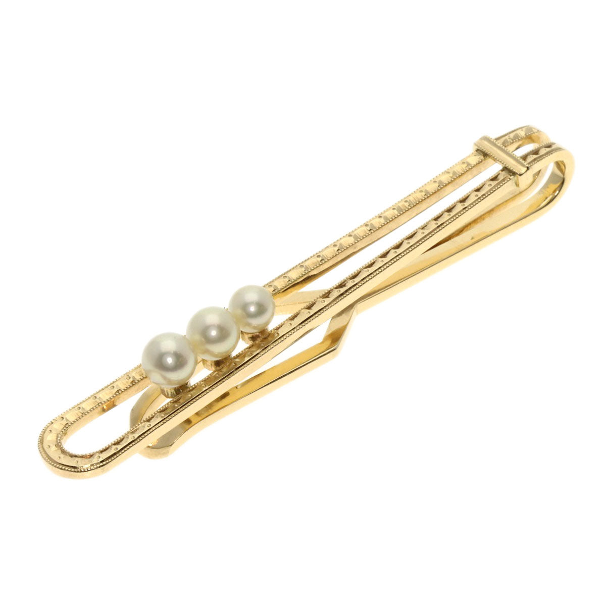 MIKIMOTO Tie Bar Pearl Pearl Tie pin K14 Yellow Gold mens [Used]