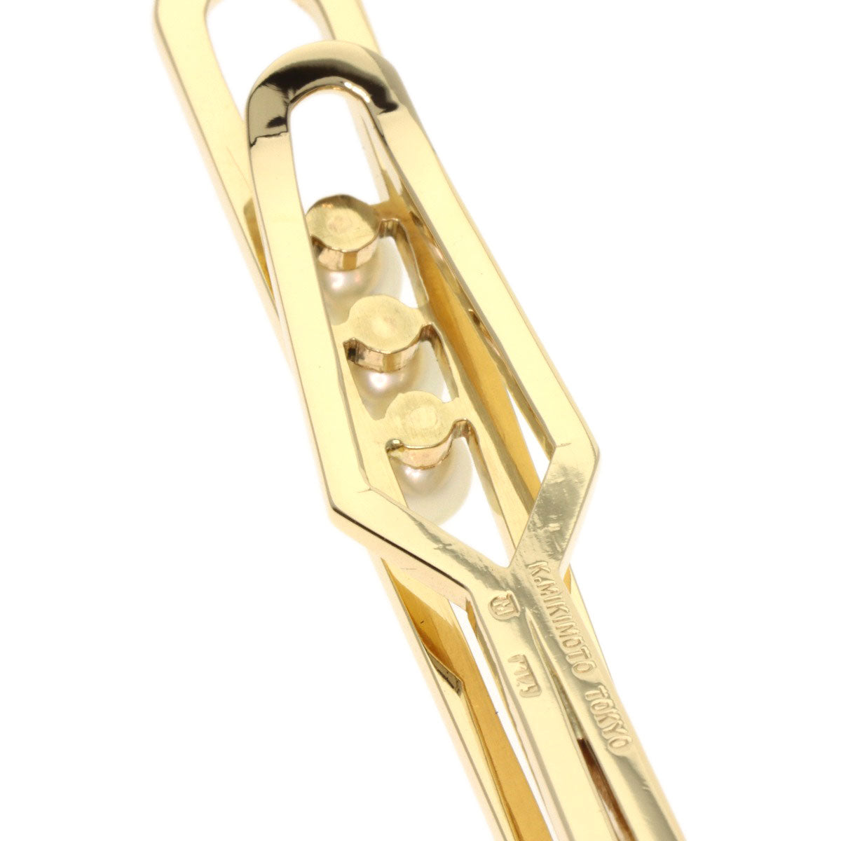 MIKIMOTO Tie Bar Pearl Pearl Tie pin K14 Yellow Gold mens [Used]