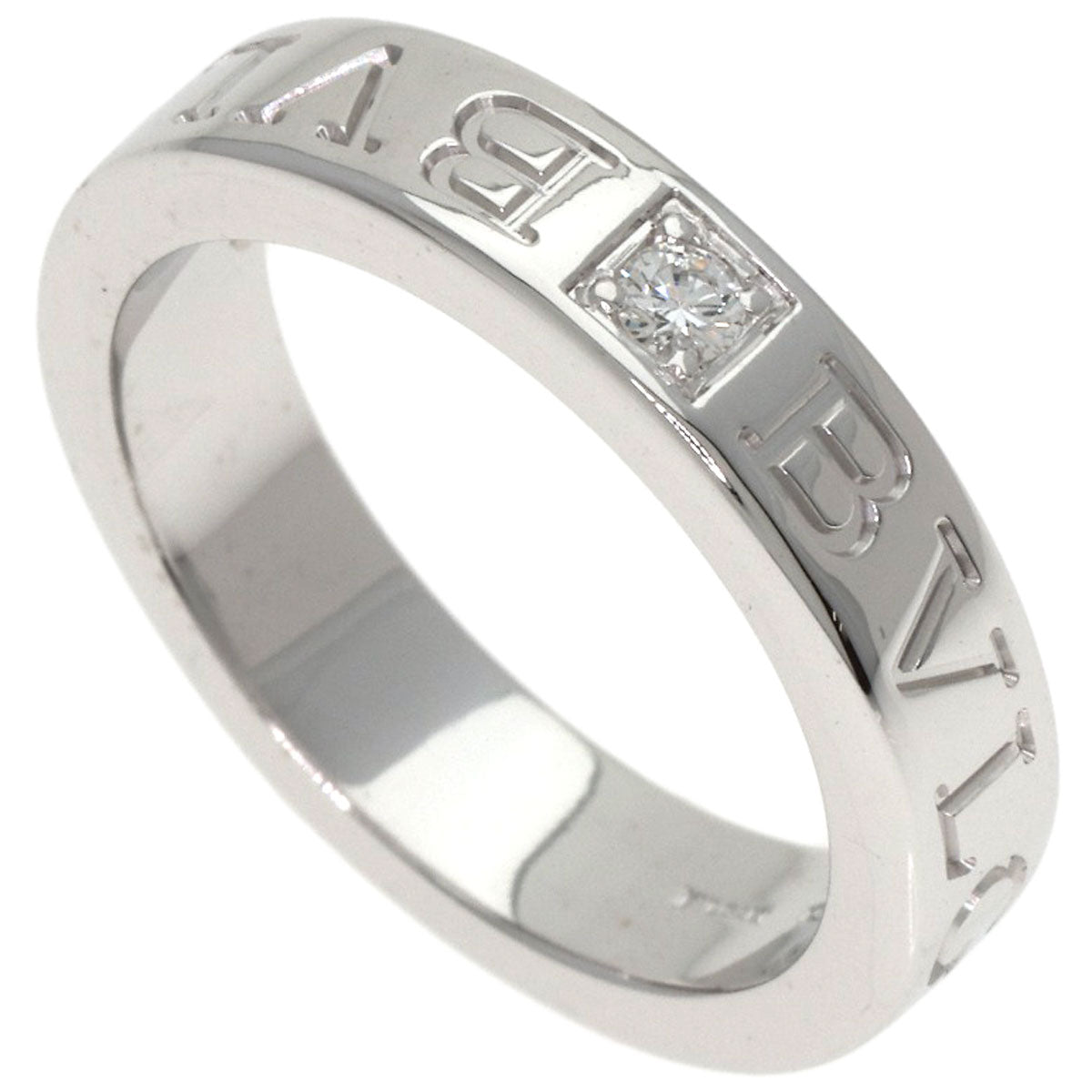 BVLGARI Double Logo 1P Diamond Ring K18 White Gold Ladies [Used]