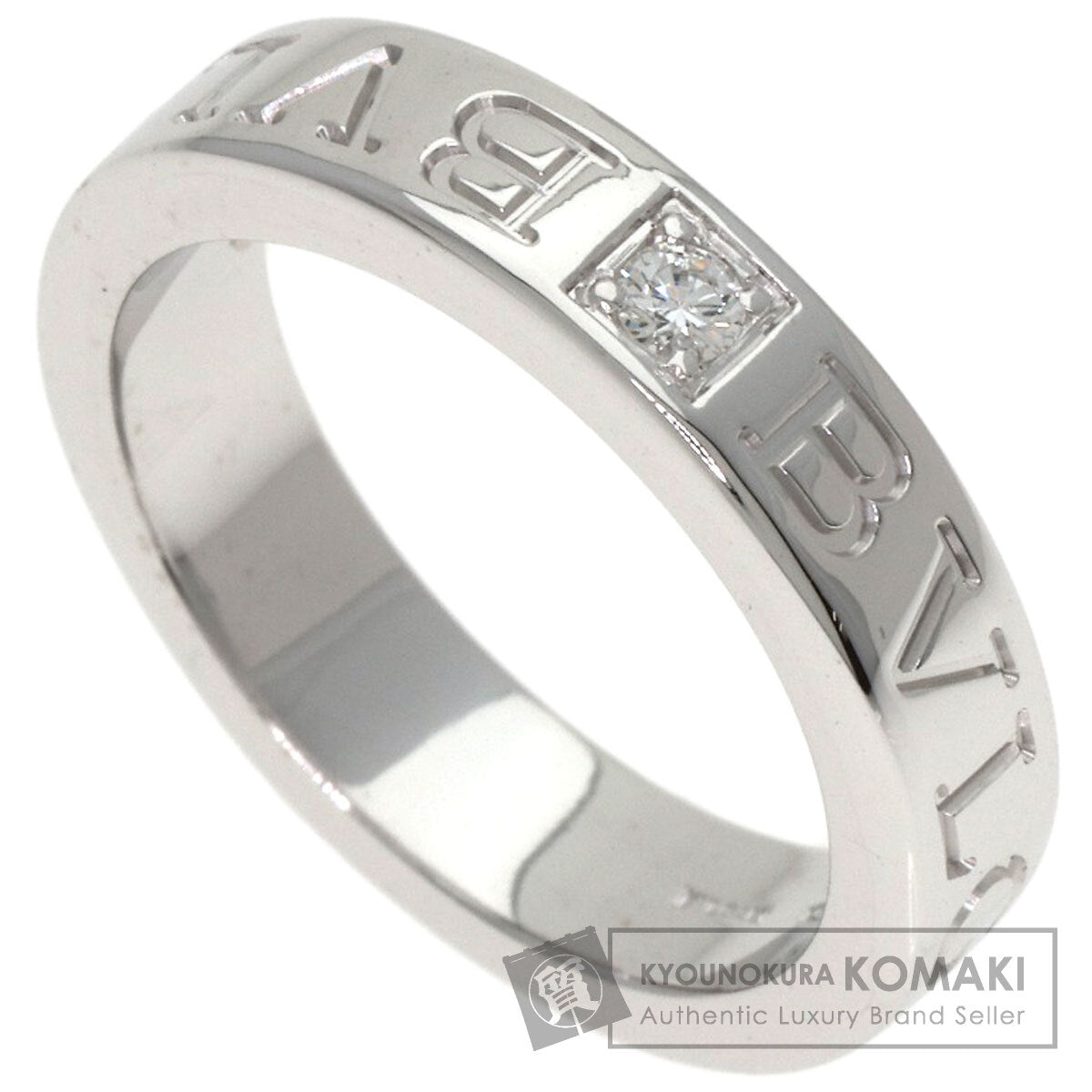 BVLGARI Double Logo 1P Diamond Ring K18 White Gold Ladies [Used]
