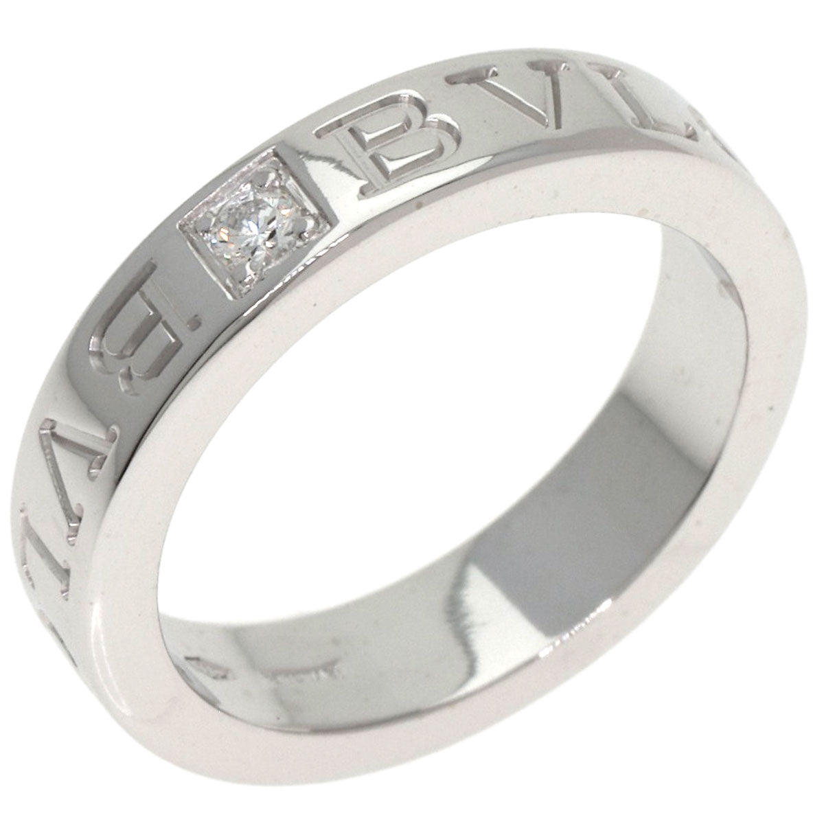 BVLGARI Double Logo 1P Diamond Ring K18 White Gold Ladies [Used]