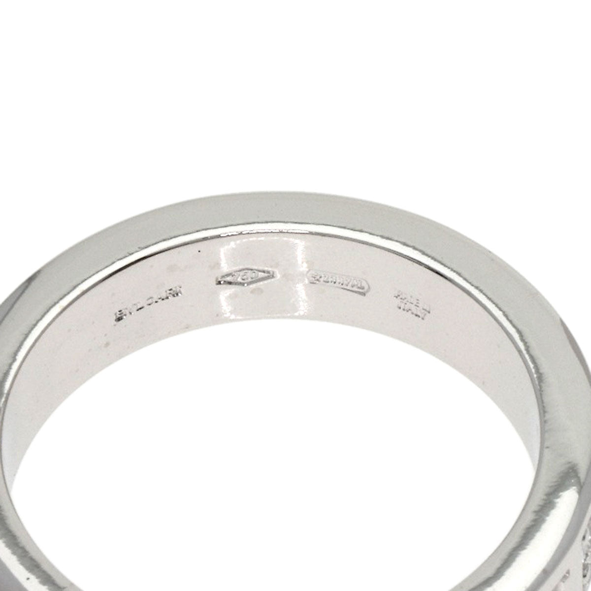 BVLGARI Double Logo 1P Diamond Ring K18 White Gold Ladies [Used]