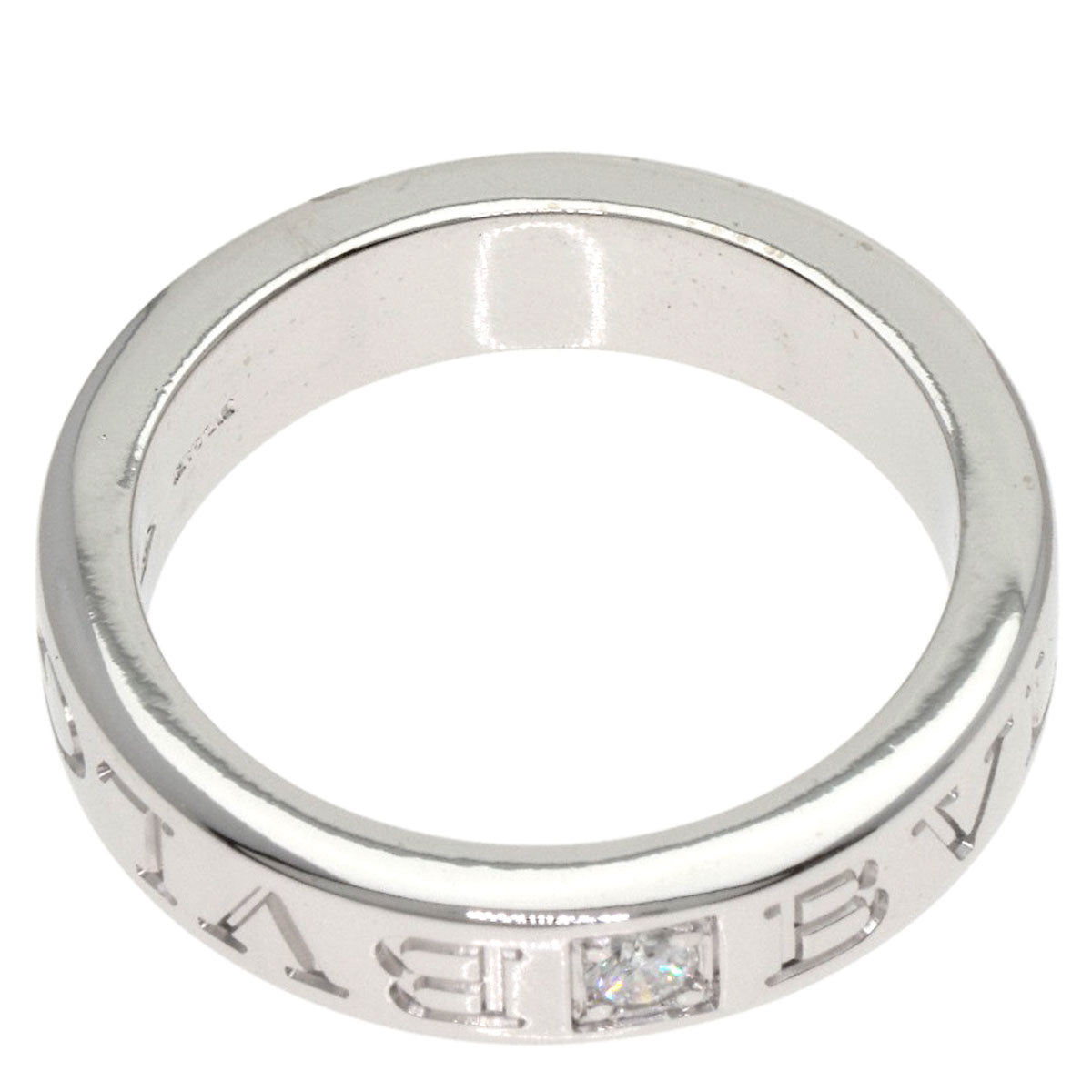 BVLGARI Double Logo 1P Diamond Ring K18 White Gold Ladies [Used]